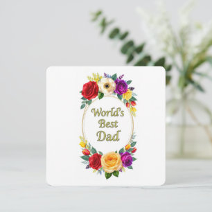 Bester Vater der Welt Florale gefaltete Grußkarte  Dankeskarte