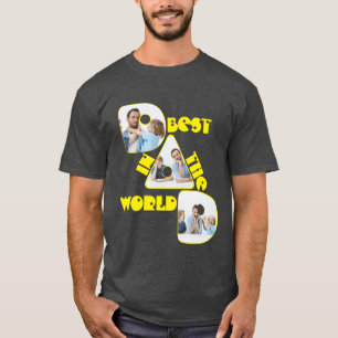 BESTER VATER DER WELT, Fotocollage, gelbe Schrift T-Shirt