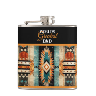 Bester Vater der Welt Native American Aztek Design Flachmann
