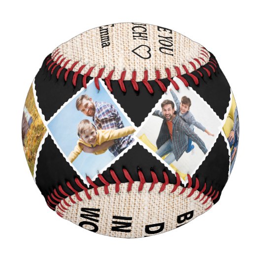 Bester Vater der Welt, Personalisiert 4 Fotos Baseball (Vorderseite)