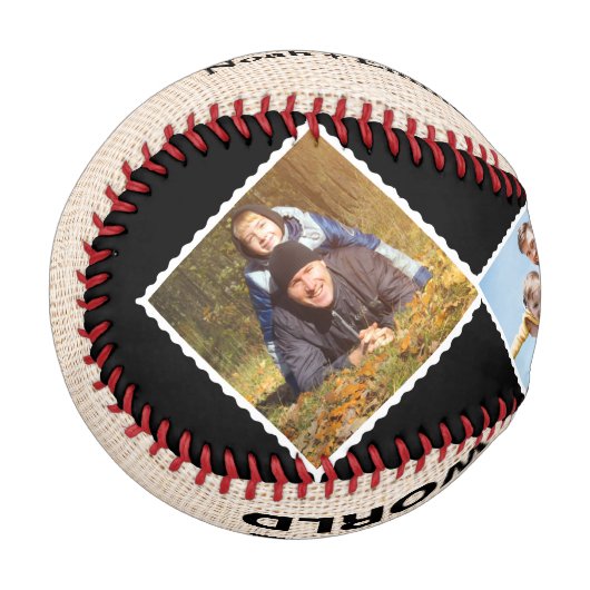 Bester Vater der Welt, Personalisiert 4 Fotos Baseball (Vorderseite Links)