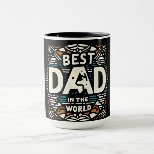 Bester Vater der Welt - Retro-Geometrie Tasse (Zentrum)