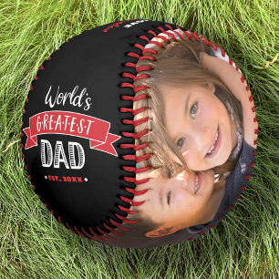 Bester Vater der Welt Schwarzes Banner-Foto Modern Baseball