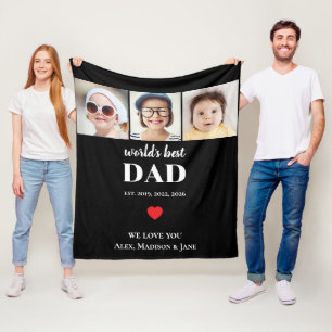 Bester Vater der Welt Wir lieben dich 3 Kinder Fot Fleecedecke
