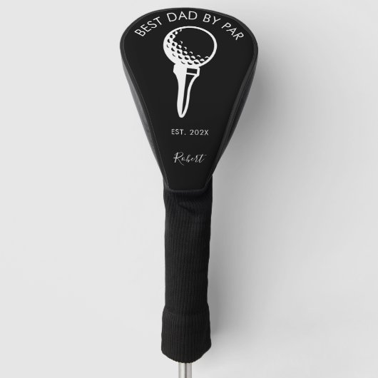 Bester Vater durch Par Custom Typografy Golf Headcover (Vorderseite)