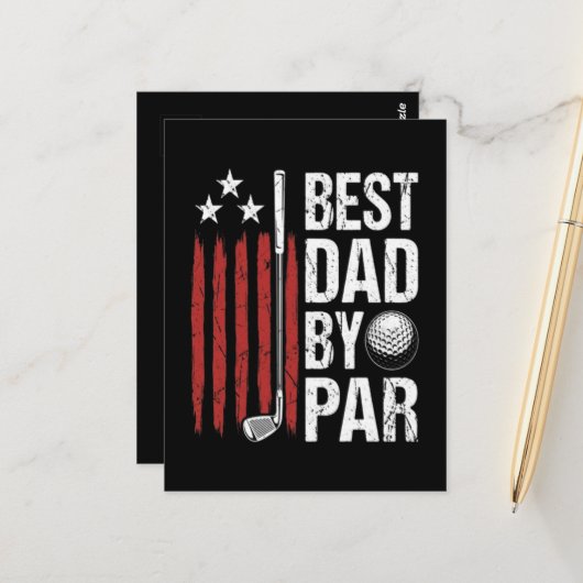 Bester Vater Durch Par Golf Humor Postkarte (Vorderseite/Rückseite Beispiel)