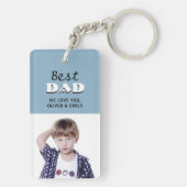 Bester Vater Dusty Blue Foto Vatertag Schlüsselanhänger (Rückseite)