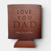 Bester Vater Ever braunes Leder 3 Foto Collage Dosenkühler (Rückseite)