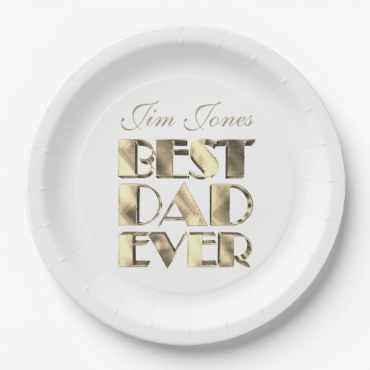 Bester Vater Ever Elegante Imitate Goldener Text a Pappteller (Vorderseite)