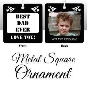 Bester Vater ever liebe dich 1 Foto weiß Ornament Aus Metall