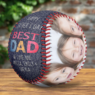 Bester Vater Farbige Typografie Lederdruck Foto Baseball