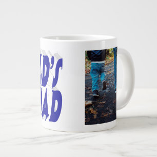 Bester Vater Foto blau 3D-Text Jumbo-Tasse