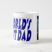 Bester Vater Foto blau 3D-Text Jumbo-Tasse (Vorderseite)