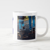 Bester Vater Foto blau 3D-Text Jumbo-Tasse (Rechts)