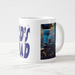Bester Vater Foto dunkelblau 3D-Text Jumbo-Tasse