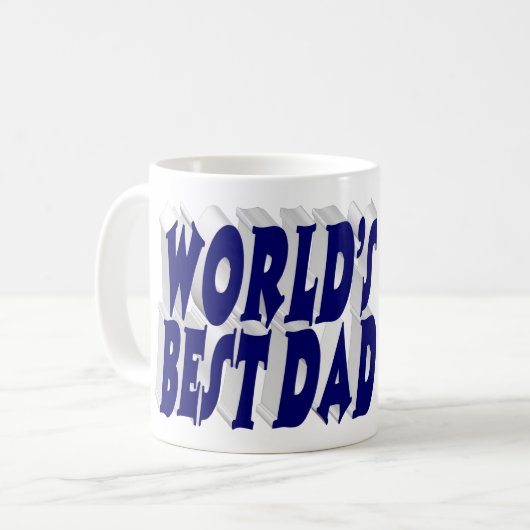 Bester Vater Foto dunkelblau 3D-Text Kaffeetasse (Vorderseite Links)