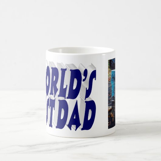Bester Vater Foto dunkelblau 3D-Text Kaffeetasse (Mittel)