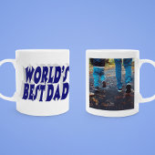 Bester Vater Foto dunkelblau 3D-Text Kaffeetasse