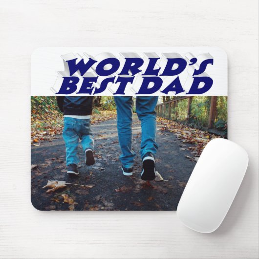 Bester Vater Foto dunkelblau 3D-Text Mousepad (Mit Mouse)