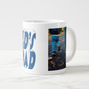 Bester Vater Foto Meeresblau 3D-Text Jumbo-Tasse