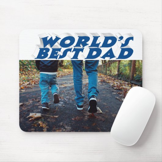 Bester Vater Foto Meeresblau 3D-Text Mousepad (Mit Mouse)