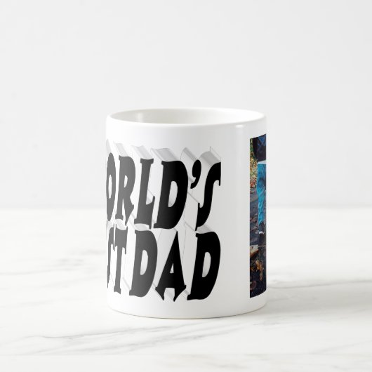 Bester Vater Foto schwarz, 3D-Text Kaffeetasse (Mittel)