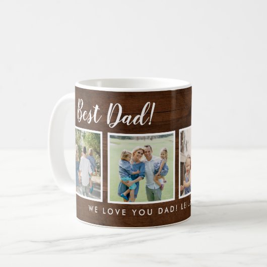 Bester Vater! Fotos Collage Message Dark Wood Kaffeetasse (Vorderseite Links)