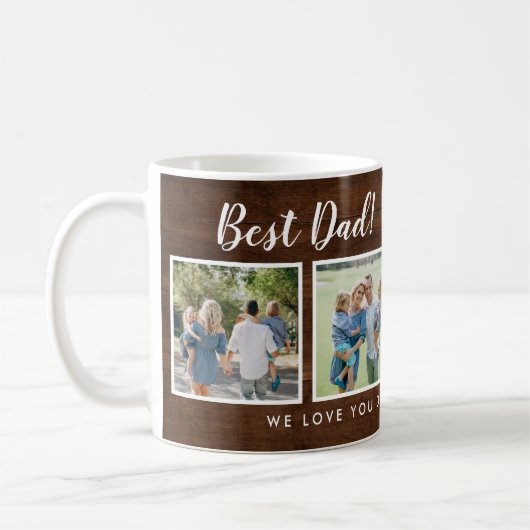 Bester Vater! Fotos Collage Message Dark Wood Kaffeetasse (Links)