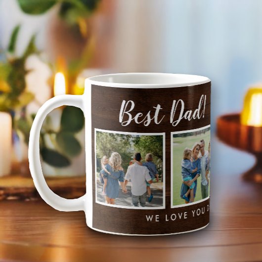 Bester Vater! Fotos Collage Message Dark Wood Kaffeetasse