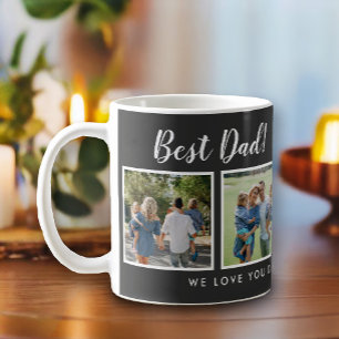 Bester Vater! Fotos Collage Message Dunkelgrau Kaffeetasse