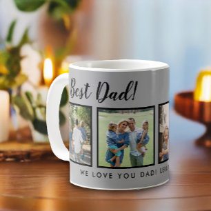 Bester Vater! Fotos Collage Message Light Grau Kaffeetasse