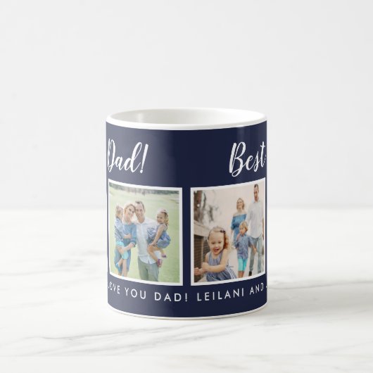 Bester Vater! Fotos Collage Message Navy Blue Kaffeetasse (Mittel)