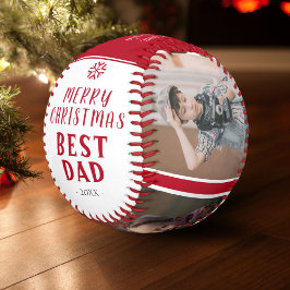 Bester Vater Frohe Weihnachten Rot 3 Foto Collage Baseball