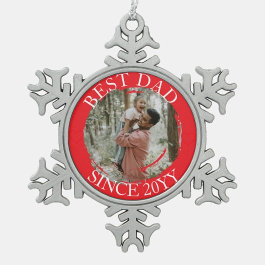 Bester Vater Frohe Weihnachtsschmuck Schneeflocken Zinn-Ornament (Vorderseite)