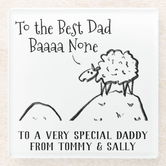 Bester Vater Funny Sheep Sprichwort a Pub Glasuntersetzer (Vorderseite)