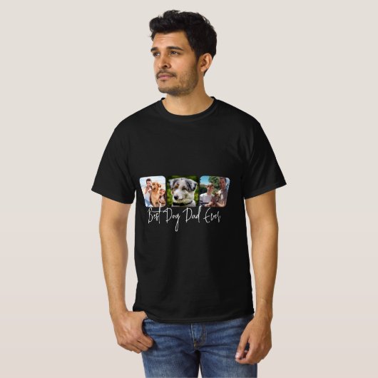 Bester Vater für Hunde - Individuelle 3-Foto Colla T-Shirt (Vorne ganz)