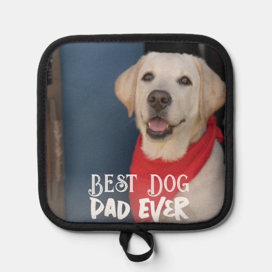 Bester Vater für Hunde mit modernem Bild und Text Topflappen (Vorderseite)