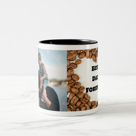 Bester Vater für immer Modernes 2 Foto Zweifarbige Tasse (Mittel)