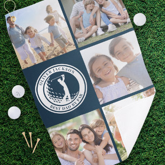 Bester Vater für Par Foto Collage Monogram Golfhandtuch