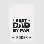 Bester Vater für personalisierten Schwarzweißtext Golfhandtuch (Vorderseite)