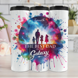 Bester Vater: Galaxy Family Silhouette Thermosbecher