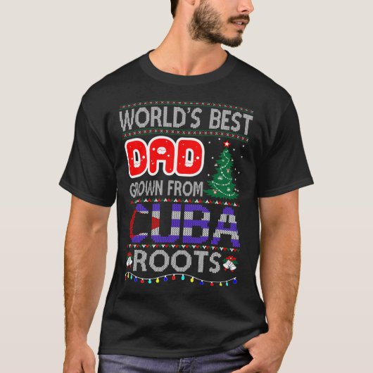 Bester Vater Grown Cuba Roots Weihnachtssüßer T-Shirt (Vorderseite)