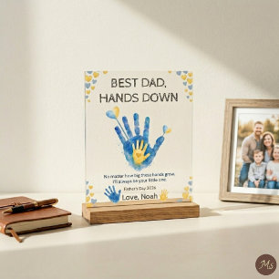 Bester Vater, Hands Down Blaues Wasserfarbe-Handab Acrylschild