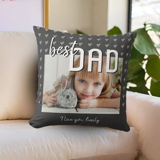 Bester Vater HerzPattern Grau Foto Vater Tag Kissen (Von Creator hochgeladen)
