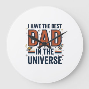 Bester Vater im Universum Weltraum-Vektor-Design_1 Große Wanduhr