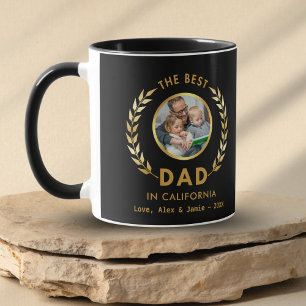Bester Vater in CHICAGO Custom Foto Black and Gold Tasse