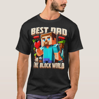 Bester Vater in der Blockwelt Pixel-Gaming-Vater T-Shirt