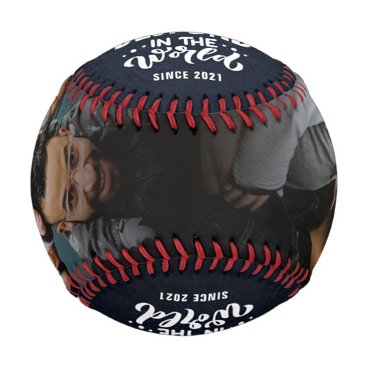 "Bester Vater in der Welt" 2-Foto-Nachricht Baseball (Vorderseite)