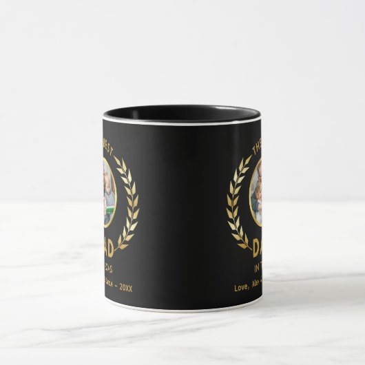 Bester Vater in Texas Custom Foto Black and Gold Tasse (Zentrum)