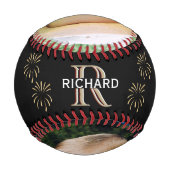 BESTER VATER INDIVIDUELLES MONOGRAMM 2 Fotos Datum Baseball (Rückseite)